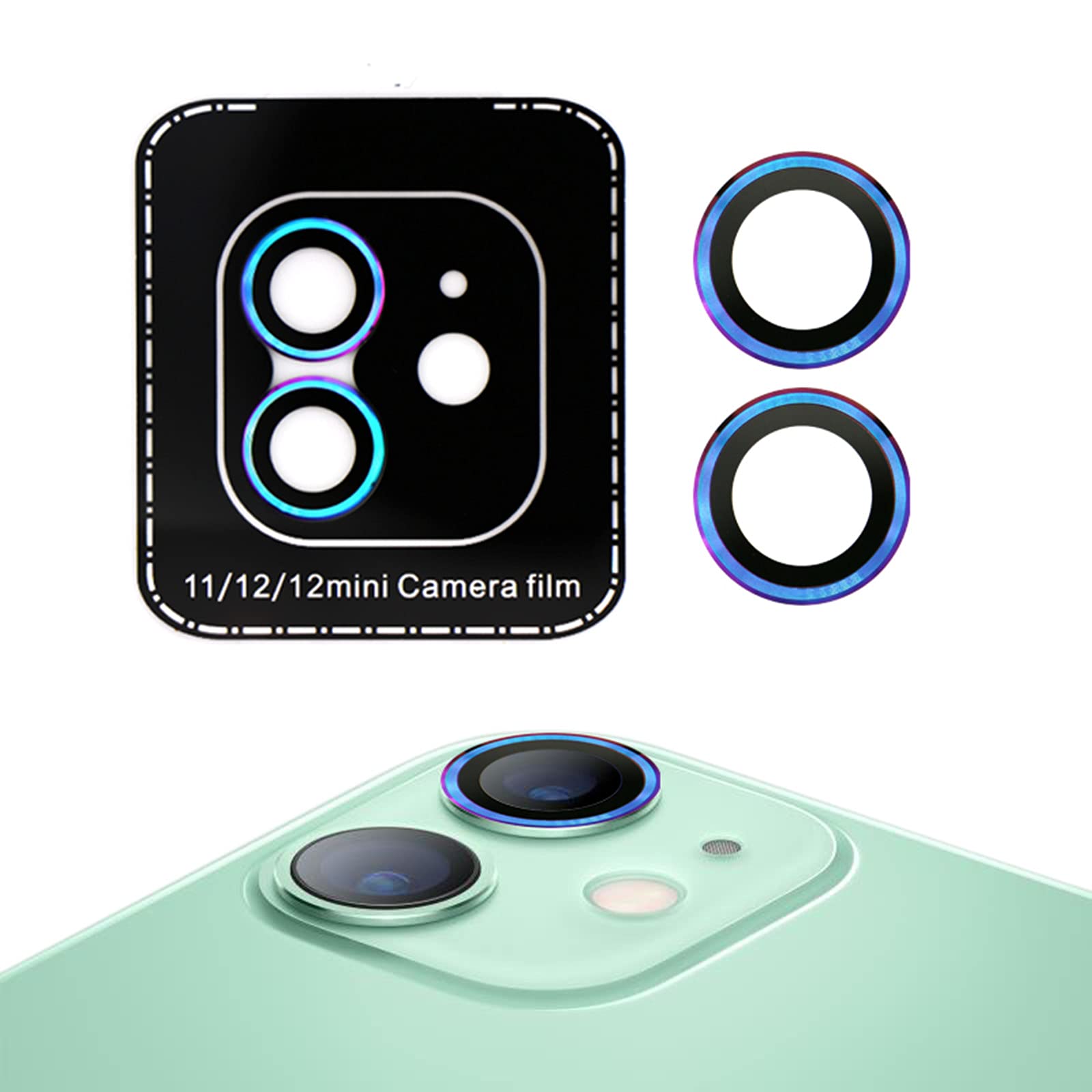 Suwei Camera Lens Protector,For Iphone 11/12/12Mini,Aluminum Alloy Lens Ring Cover,Screenprotector Lens Shield, Precise Position